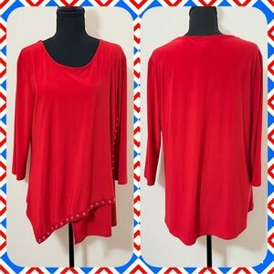 Last Tango Red Asymmetrical Blouse